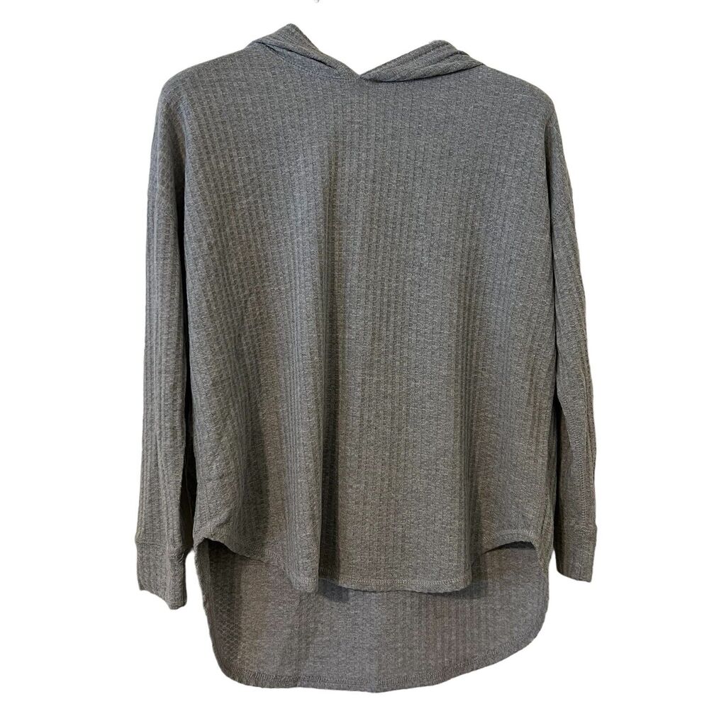 🌵 Chaser Women's Gray Waffle Knit Pullover Long Sleeve Scoop Hem Hoodie - Large